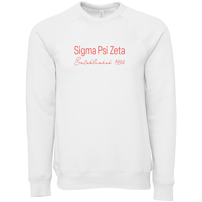 Sigma Psi Zeta Embroidered Printed Name Crewneck Sweatshirts