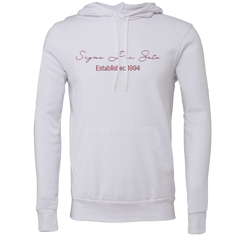 Sigma Psi Zeta Embroidered Scripted Name Hooded Sweatshirts