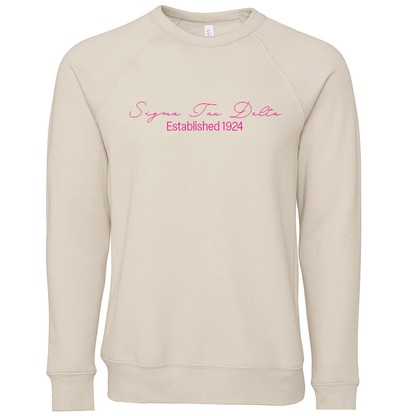 Sigma Tau Delta Embroidered Scripted Name Crewneck Sweatshirts