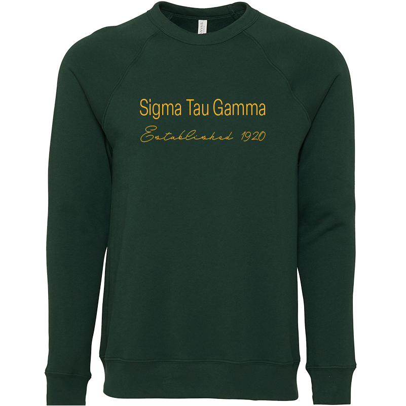 Sigma Tau Gamma Embroidered Printed Name Crewneck Sweatshirts
