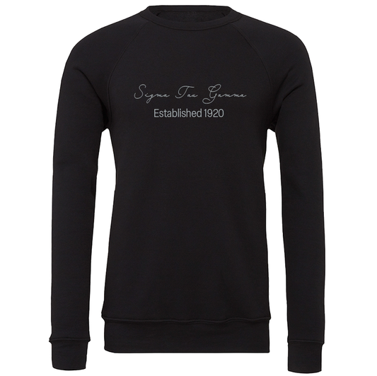 Sigma Tau Gamma Embroidered Scripted Name Crewneck Sweatshirts