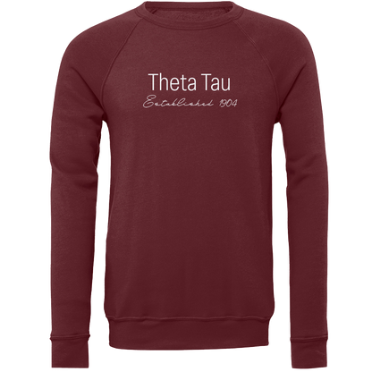 Theta Tau Embroidered Printed Name Crewneck Sweatshirts