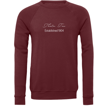 Theta Tau Embroidered Scripted Name Crewneck Sweatshirts