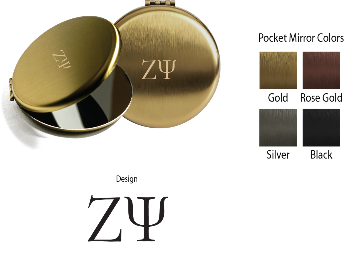 Zeta Psi Lettered Pocket Mirrors