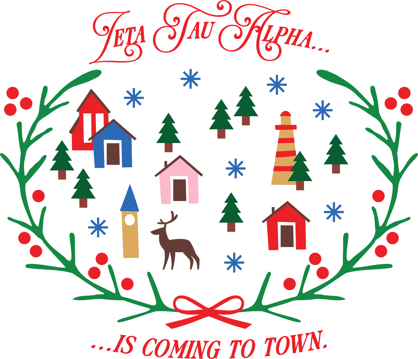 Zeta Tau Alpha Christmas Village Cropped Hoodie