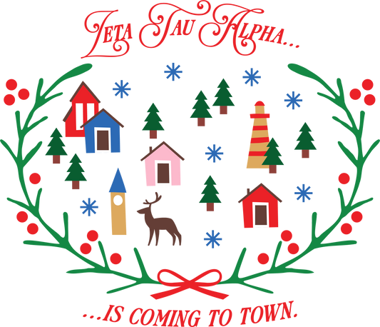 Zeta Tau Alpha Christmas Village Cropped Hoodie