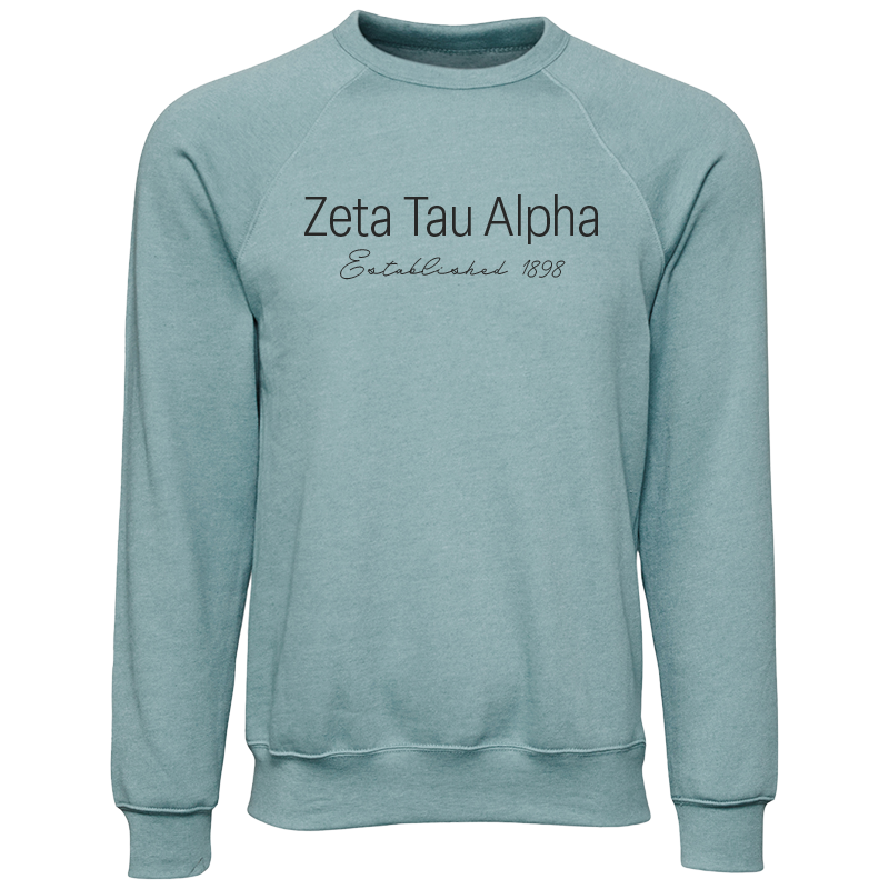 Zeta Tau Alpha Embroidered Printed Name Crewneck Sweatshirts