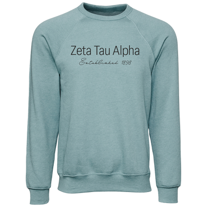 Zeta Tau Alpha Embroidered Printed Name Crewneck Sweatshirts