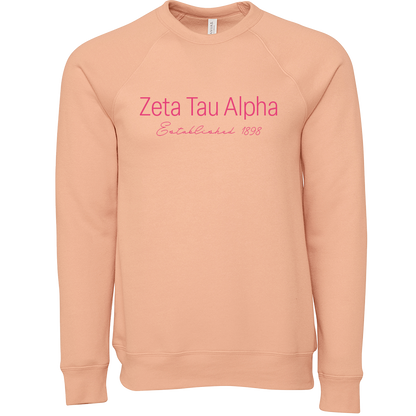 Zeta Tau Alpha Embroidered Printed Name Crewneck Sweatshirts