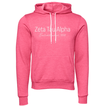 Zeta Tau Alpha Embroidered Printed Name Hooded Sweatshirts