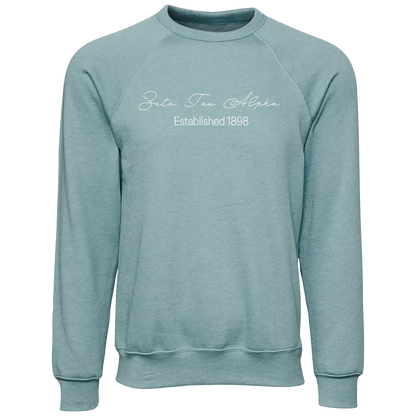 Zeta Tau Alpha Embroidered Scripted Name Crewneck Sweatshirts