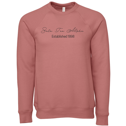 Zeta Tau Alpha Embroidered Scripted Name Crewneck Sweatshirts