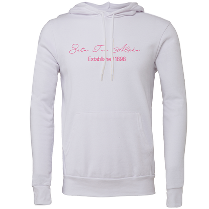 Zeta Tau Alpha Embroidered Scripted Name Hooded Sweatshirts