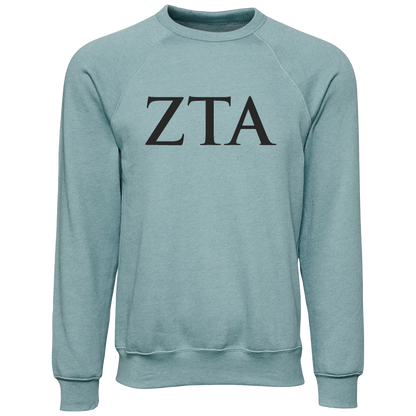 Zeta Tau Alpha Lettered Crewneck Sweatshirts