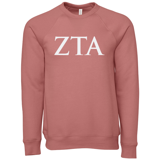 Zeta Tau Alpha Embroidered Lettered Crewneck Sweatshirts