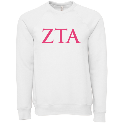 Zeta Tau Alpha Lettered Crewneck Sweatshirts