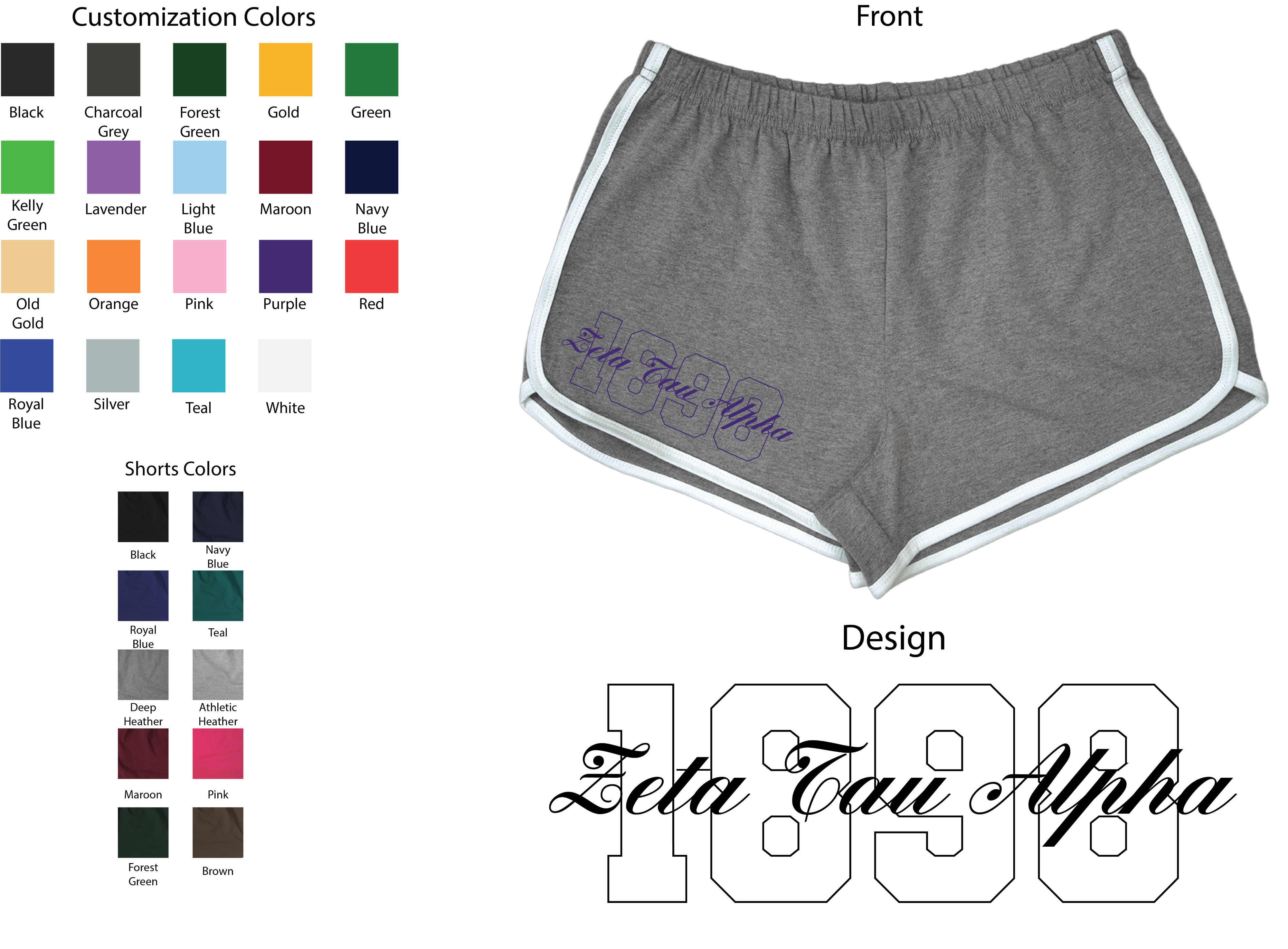 Zeta Tau Alpha Year and Name Women's Shorts