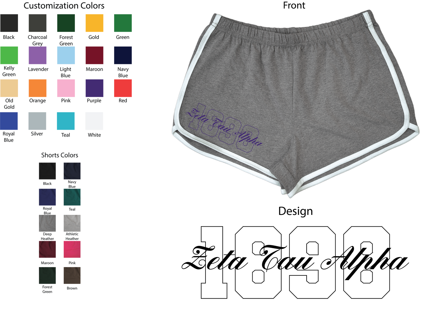 Zeta Tau Alpha Year and Name Women's Shorts