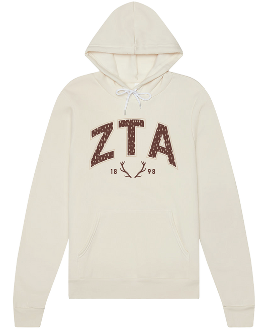 Zeta Tau Alpha Fawn Print Varsity Hoodie