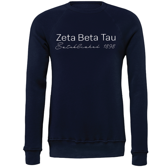 Zeta Beta Tau Embroidered Printed Name Crewneck Sweatshirts
