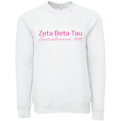 Zeta Beta Tau Embroidered Printed Name Crewneck Sweatshirts