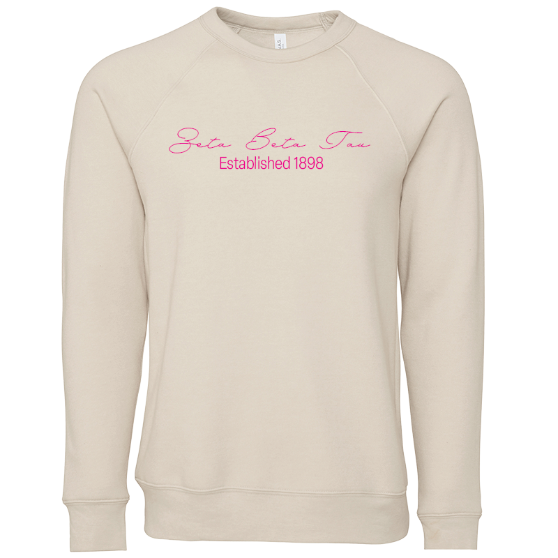 Zeta Beta Tau Embroidered Scripted Name Crewneck Sweatshirts