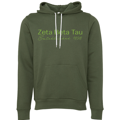 Zeta Beta Tau Embroidered Printed Name Hooded Sweatshirts