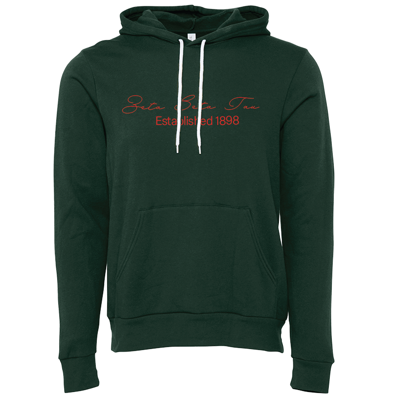Zeta Beta Tau Embroidered Scripted Name Hooded Sweatshirts