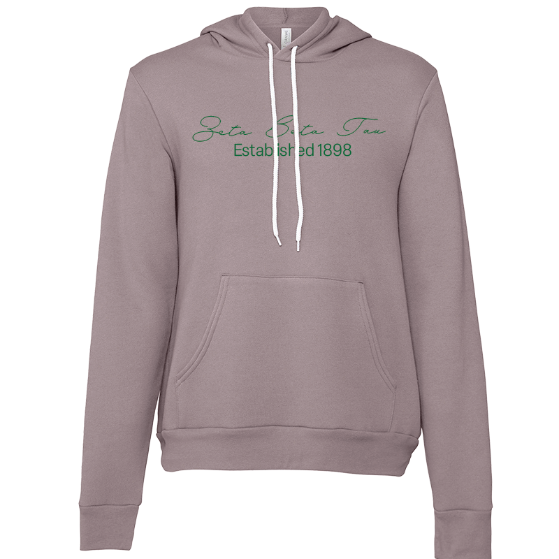 Zeta Beta Tau Embroidered Scripted Name Hooded Sweatshirts