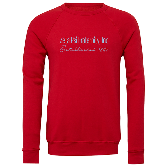 Zeta Psi Fraternity, Inc. Embroidered Printed Name Crewneck Sweatshirts