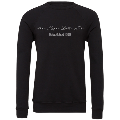 alpha Kappa Delta Phi Embroidered Scripted Name Crewneck Sweatshirts