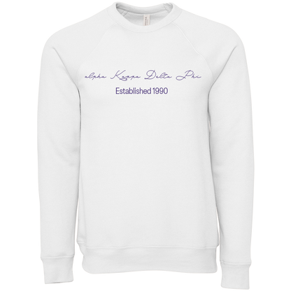 alpha Kappa Delta Phi Embroidered Scripted Name Crewneck Sweatshirts