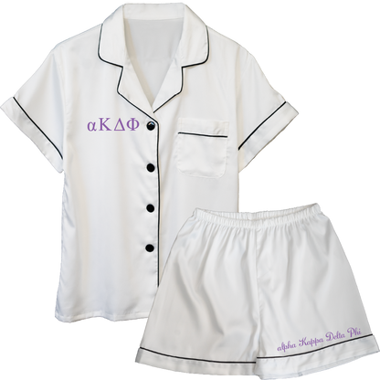 alpha Kappa Delta Phi Embroidered Ladies' Pajama Sets