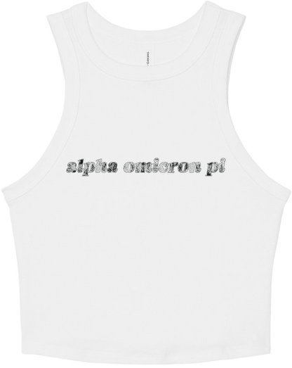 Alpha Omicron Pi Lace Print Cropped Tank