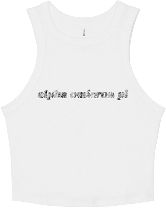 Alpha Omicron Pi Lace Print Cropped Tank