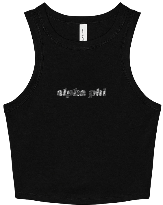 Alpha Phi Lace Print Cropped Tank