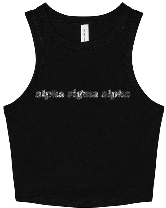 Alpha Sigma Alpha Lace Print Cropped Tank
