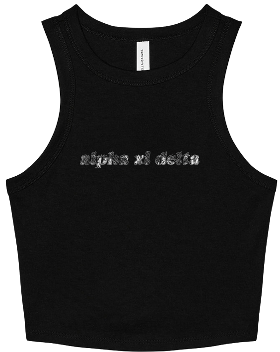 Alpha Xi Delta Lace Print Cropped Tank