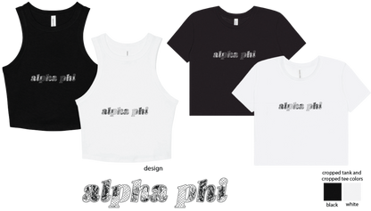 Alpha Phi Lace Print Cropped Tank