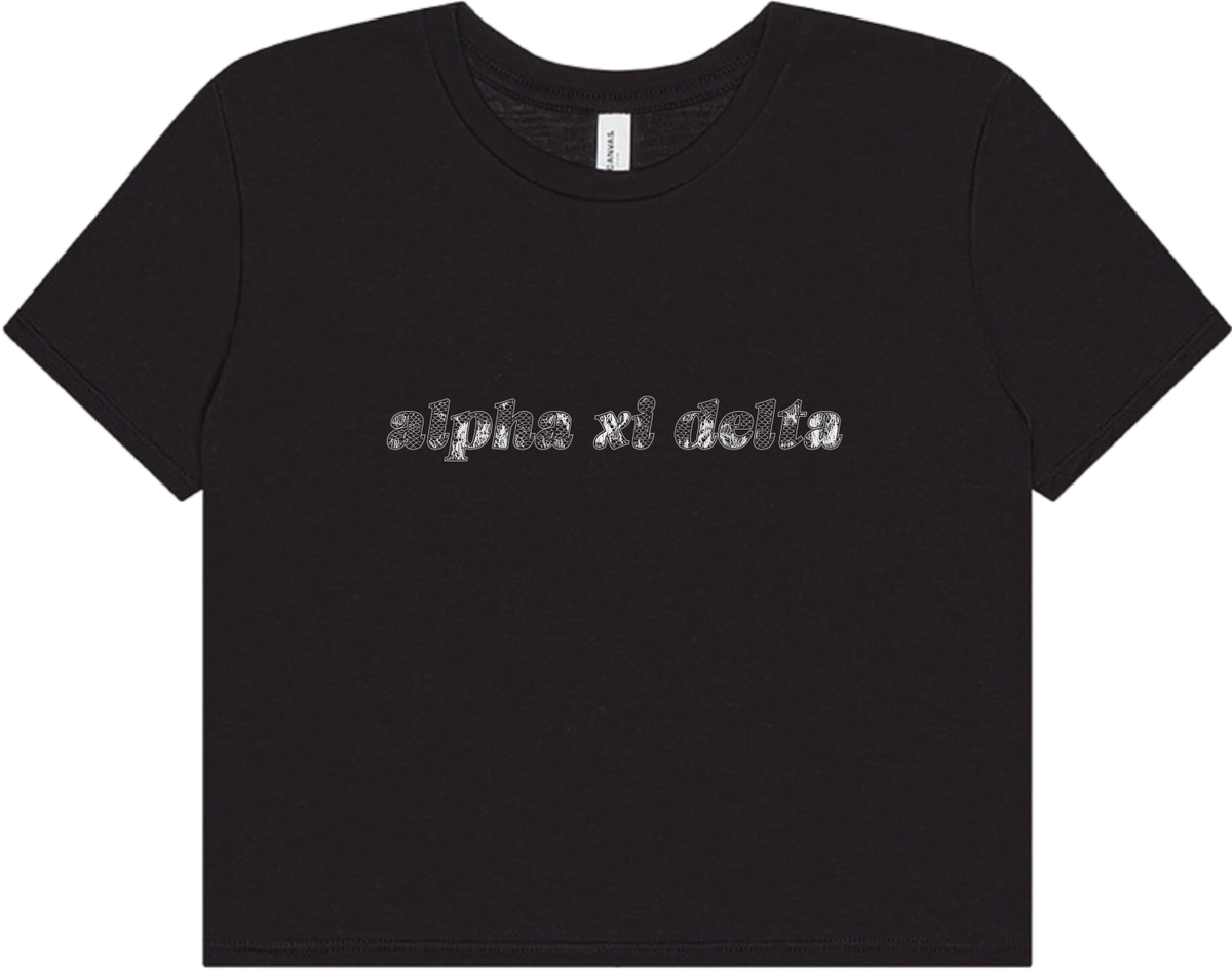 Alpha Xi Delta Lace Print Crop Top