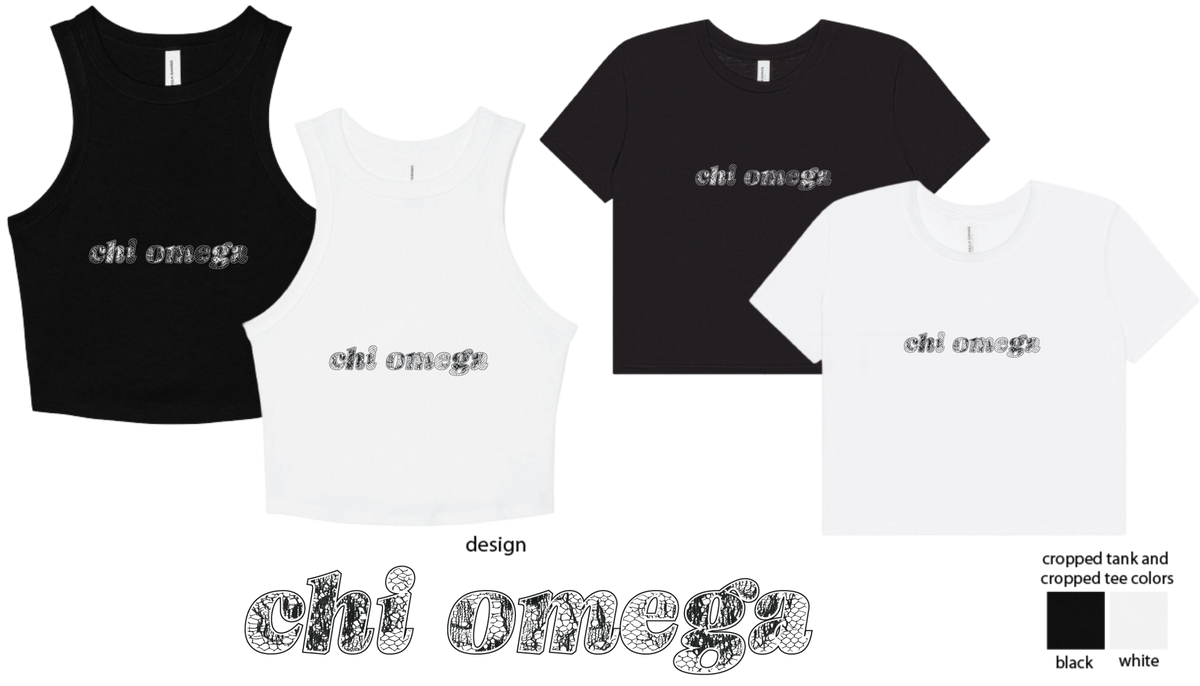 Chi Omega Lace Print Cropped Tank