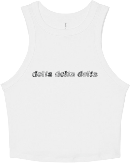 Delta Delta Delta Lace Print Cropped Tank
