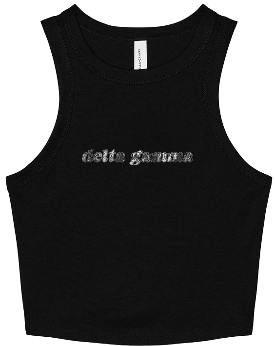 Delta Gamma Lace Print Cropped Tank