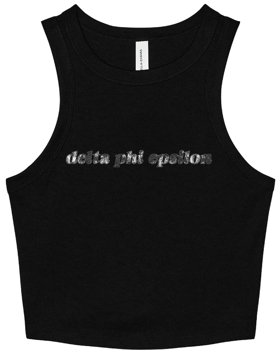 Delta Phi Epsilon Lace Print Cropped Tank