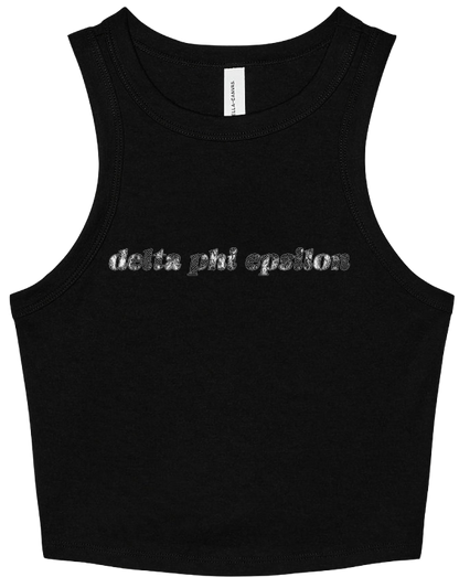 Delta Phi Epsilon Lace Print Cropped Tank