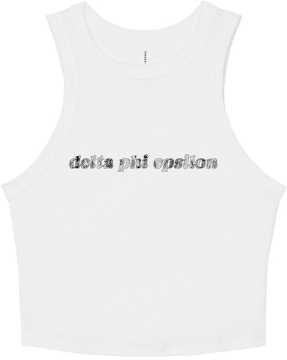 Delta Phi Epsilon Lace Print Cropped Tank