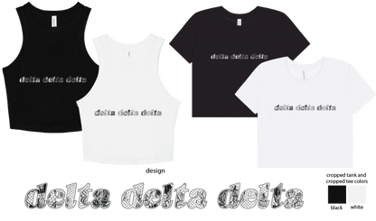 Delta Delta Delta Lace Print Cropped Tank