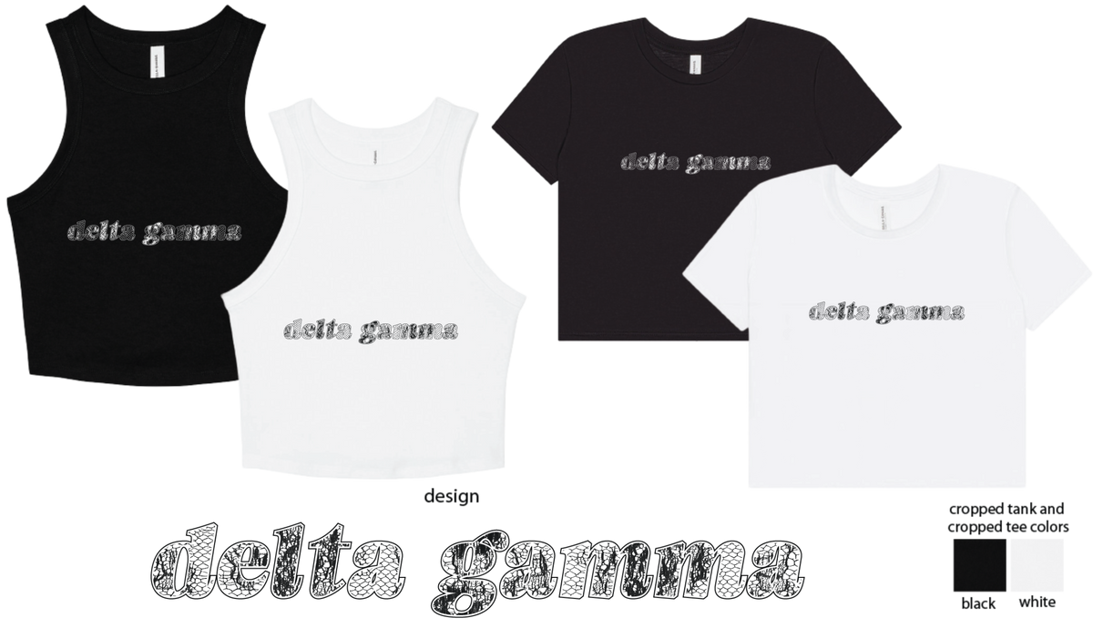 Delta Gamma Lace Print Cropped Tank