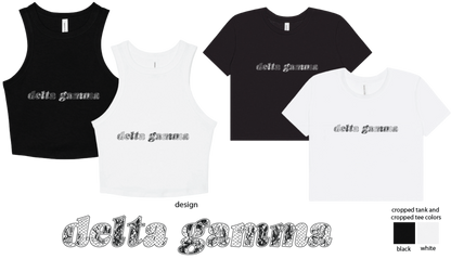 Delta Gamma Lace Print Cropped Tank