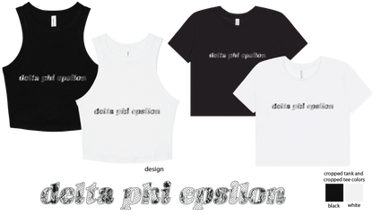 Delta Phi Epsilon Lace Print Cropped Tank